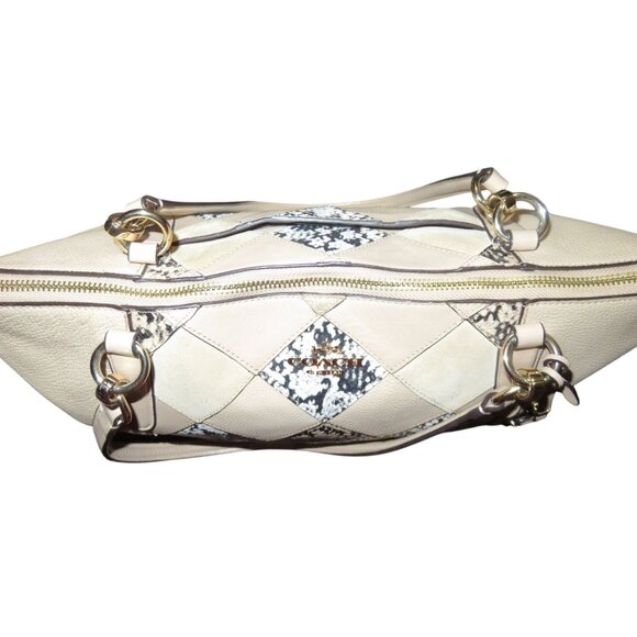 Coach 2016 Ava Mixed Suede & Python Embossed Leather Tote 57510 Beechwood Beige - Picture 10 of 16